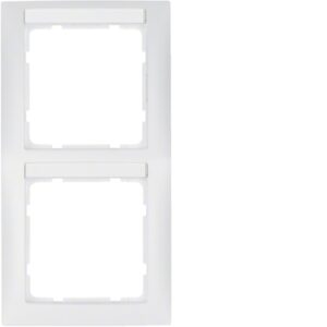 Frame 2 gang with labelling field  polar white, ma - Görsel 1