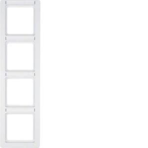 Frame 4 gang with labelling field  polar white, ve - Görsel 1