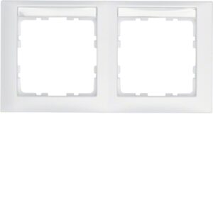 Frame 2 gang with labelling field  polar white, ma - Görsel 1