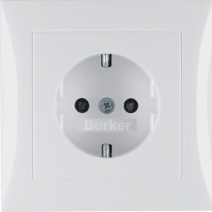 SCHUKO-socket outlet with cover plate  polar white - Görsel 1
