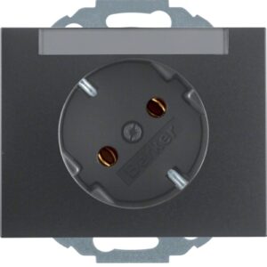 SCHUKO socket outlet 45Â° with labelling field  an - Görsel 1