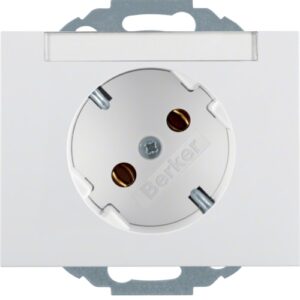 SCHUKO socket outlet 45Â° with labelling field  po - Görsel 1