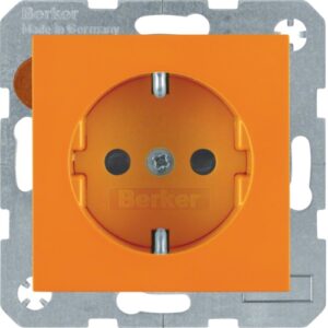 SCHUKO-socket outlet  orange, glossy  (Berker S.1/ - Görsel 1