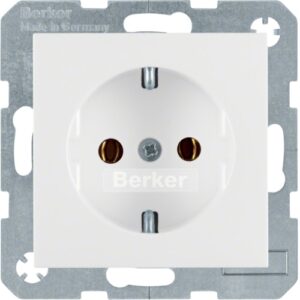 SCHUKO-socket outlet  polar white, glossy  (Berker - Görsel 1