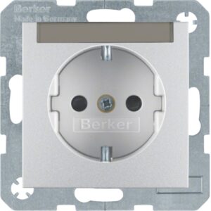 SCHUKO-socket outlet with labelling field  alumini - Görsel 1