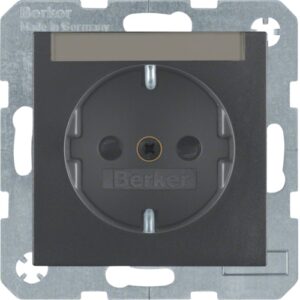 SCHUKO-socket outlet with labelling field  anthrac - Görsel 1