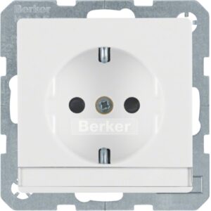 SCHUKO-socket outlet with labelling field  polar w - Görsel 1