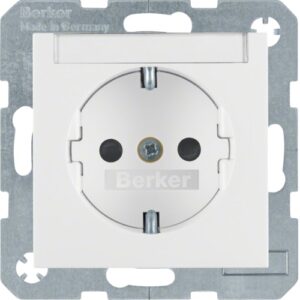 SCHUKO-socket outlet with labelling field  polar w - Görsel 1