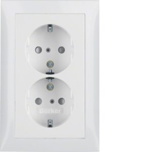 Double SCHUKO-socket outlet with cover plate  pola - Görsel 1