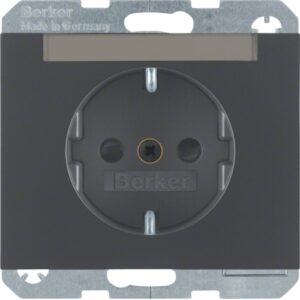 SCHUKO-socket outlet with labelling field  anthrac - Görsel 1