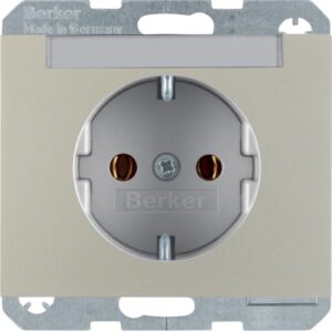 SCHUKO-socket outlet with labelling field  stainle - Görsel 1