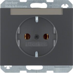 SCHUKO-socket outlet with labelling field  anthrac - Görsel 1