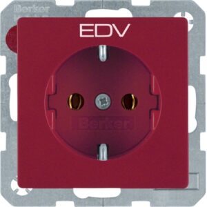 SCHUKO-socket outlet with imprint  red, velvety  ( - Görsel 1