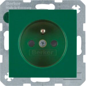 Socket outlet with earth pin  green, glossy  (Berk - Görsel 1
