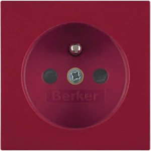 Socket outlet with earth pin  red, glossy  (Berker - Görsel 1