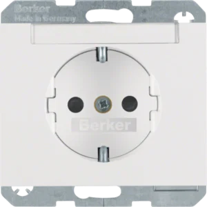 SCHUKO-socket outlet with labelling field  polar w - Görsel 1