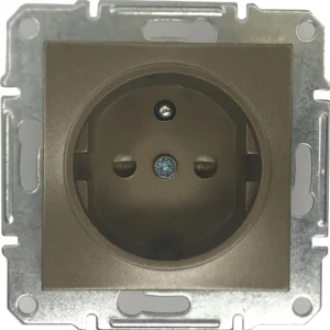 SCHUKO SINGLE SOCKET 2P+E (p-earth) BRONZE (INT-C003-05-01) - Görsel 1
