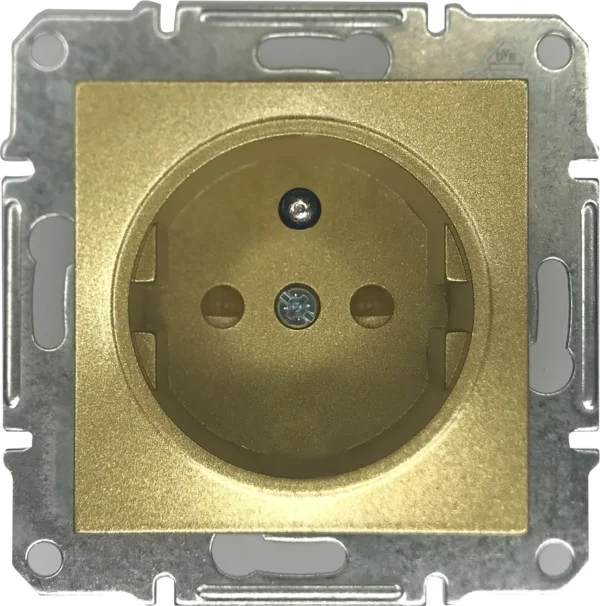 SCHUKO SINGLE SOCKET 2P+E (p-earth) GOLD (INT-C003-06-01)